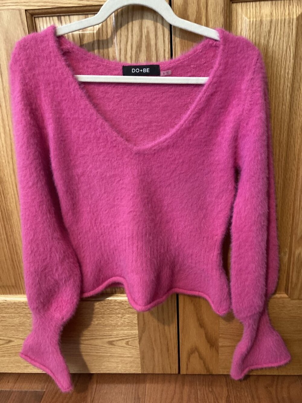DO+BE Pink Fuzzy peplum sweater